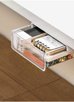 Excefore Under Desk Drawer, Self-Adhesive Attachable Storage Organizer, Slide-out Hidden Drawer for Office, Home, School Classroom - Small White.  - Image 2