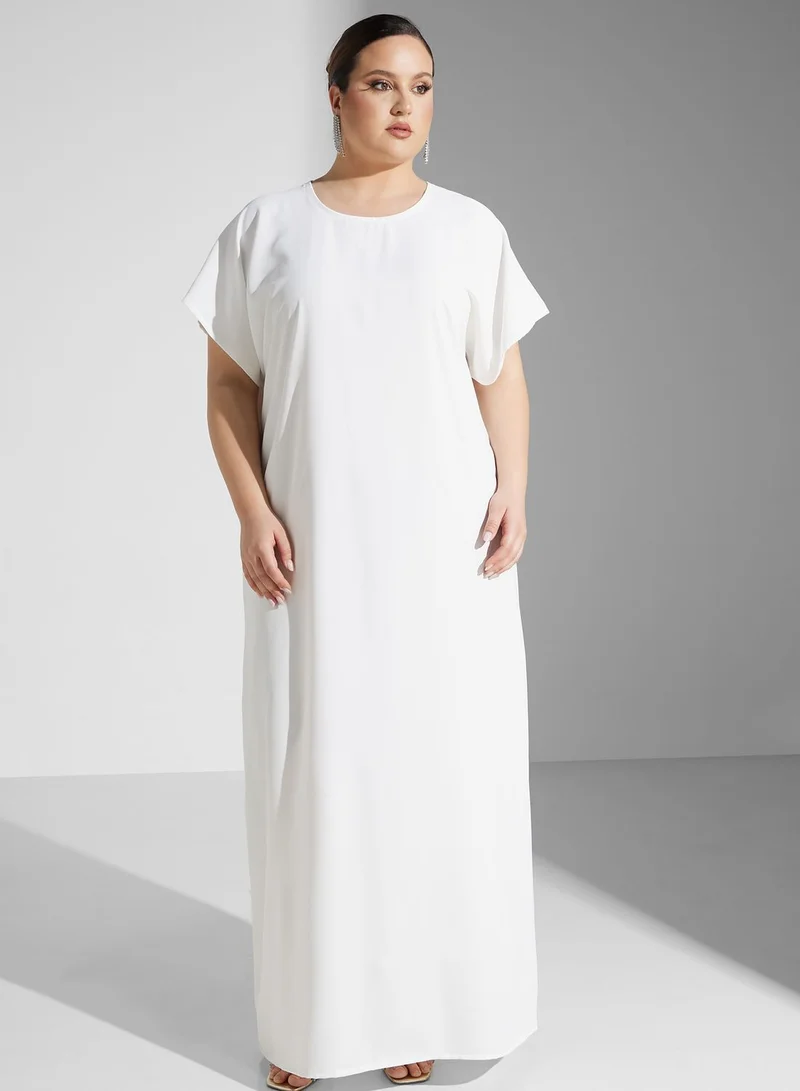 Khizana Plus size embellished detail abaya with inner  sheila