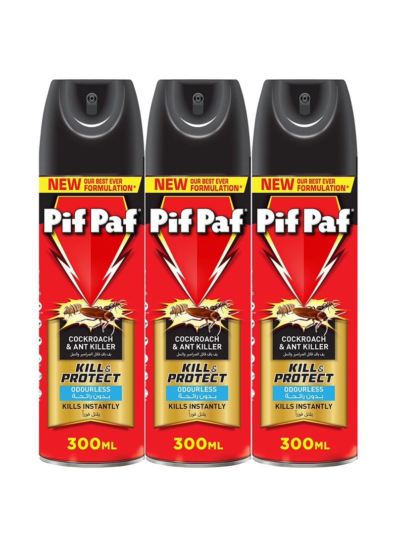Pif Paf - Cockroach And Ant Killer Spray With Best Ever Formulation 3 x 300ml - Image 1