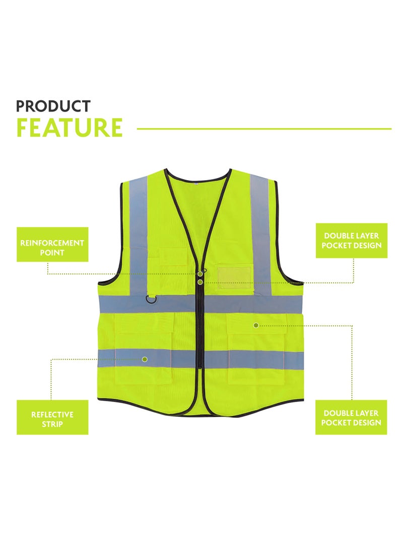 High Visibility Multi Use Vest Safety and Utility in Bright Yellow