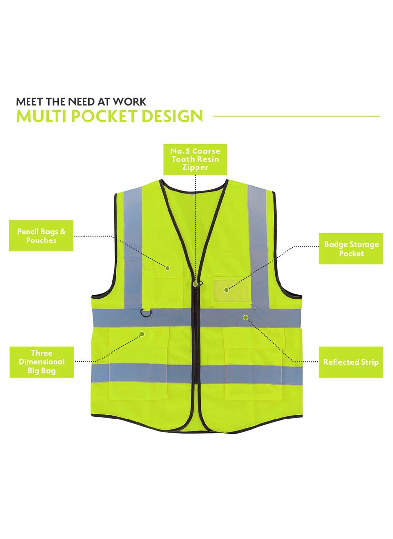 High Visibility Multi Use Vest Safety and Utility in Bright Yellow