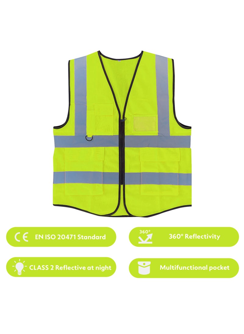 High Visibility Multi Use Vest Safety and Utility in Bright Yellow