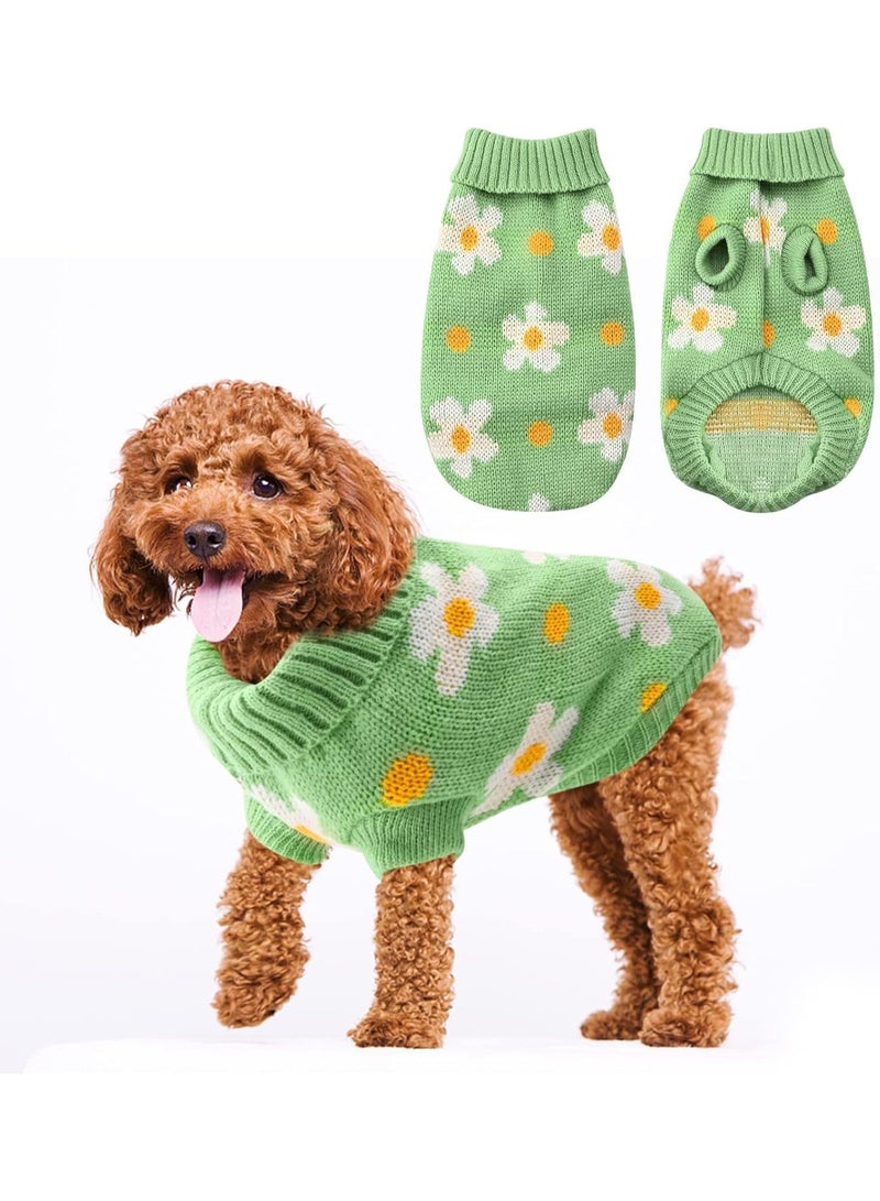 Green Tiger Small Dog Jumper,Dog Sweater Winter Puppy Clothes Cute Turtleneck Knitted Vest for Winter Dog Sweater Vest Knit Dog Sweater for Cold Weather Winter Outfit for Small Dogs and Cats (L) - Image 1