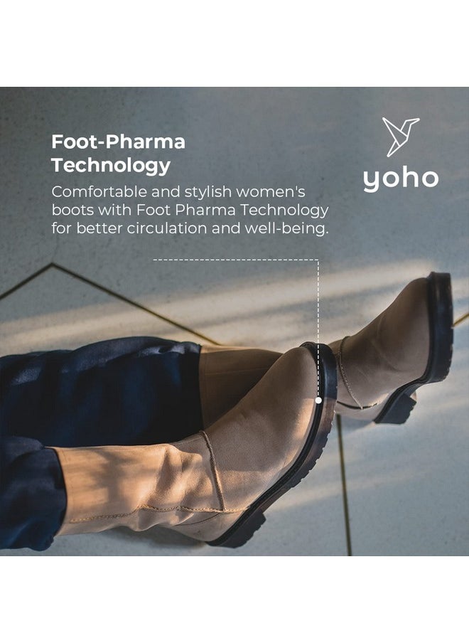 YOHO YOHO Beige Boot For Women Stylish and Comfortable | Mid Ankle Boot and Anti Skid Sole |Trendy,Zipper Casual Boots for Womens, Outdoor and Holiday Outings| Size-3  - Image 4