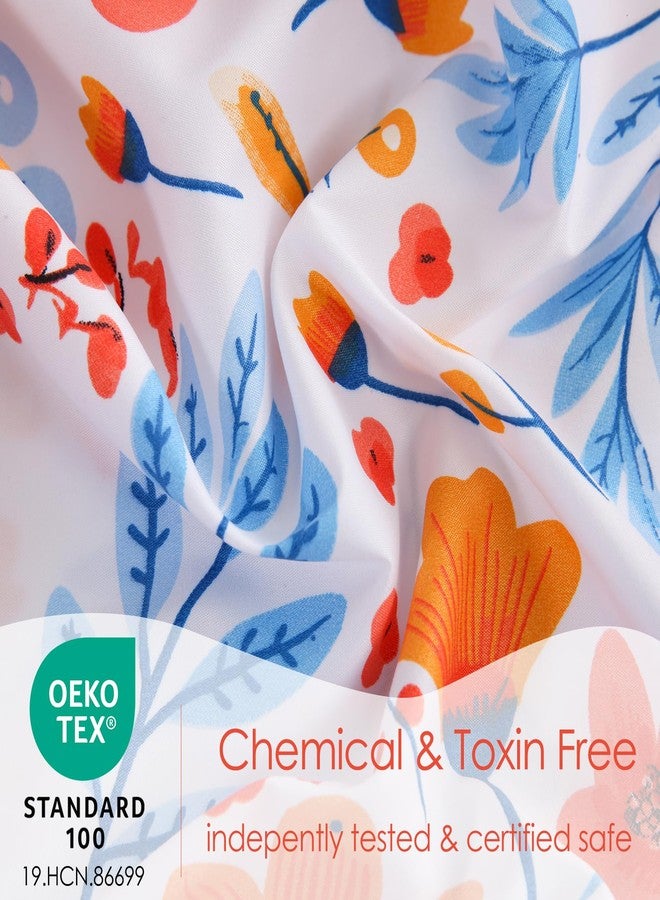 JSD Blue Watercolor Floral Sheet Set Full Size, 4 Piece Printed Microfiber Bed Sheets Deep Pocket - Image 3