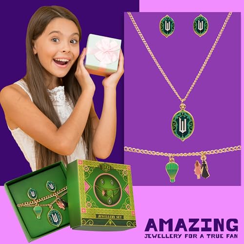 Wicked Jewelry Set for Women Elphaba And Glinda Cute Accessories Earrings, Necklace & Charm Bracelet Stuff - Gifts for Her - Image 3