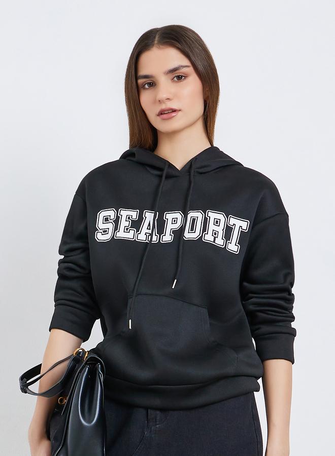 Styli Women Black Graphic Printed Oversize Hoodie - Image 5