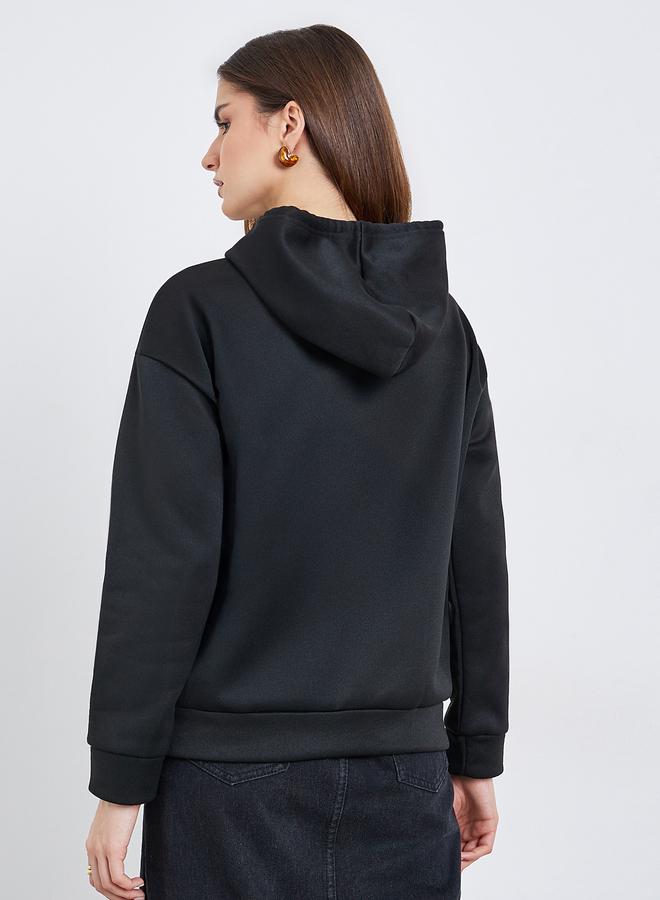 Styli Women Black Graphic Printed Oversize Hoodie - Image 3