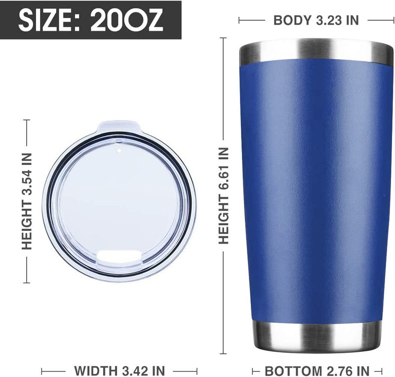 EcoMozz EcoMozz 20oz Tumbler Stainless Steel Vacuum Insulated Mug with Lid  Double Wall Travel Mug  Durable Powder Coated Coffee Cup  Suitable for Ice Drinks and Hot Beverage (New Blue 1 pack) - Image 2