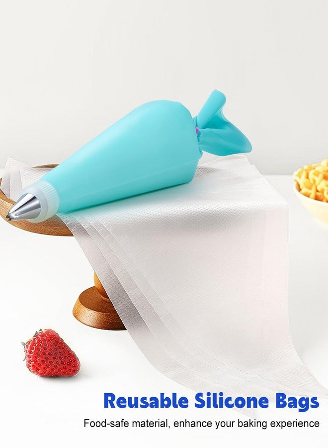 AMOHEE 176PCS Piping Bags and Tips Set, Includes 150pcs 12 Inch Anti Burst Piping Bags, 1 Reusable Pastry Bags, 12 Piping Tips, 8 Icing Bags Ties, 3 Cake Scrapers and 2 Couplers - Image 3