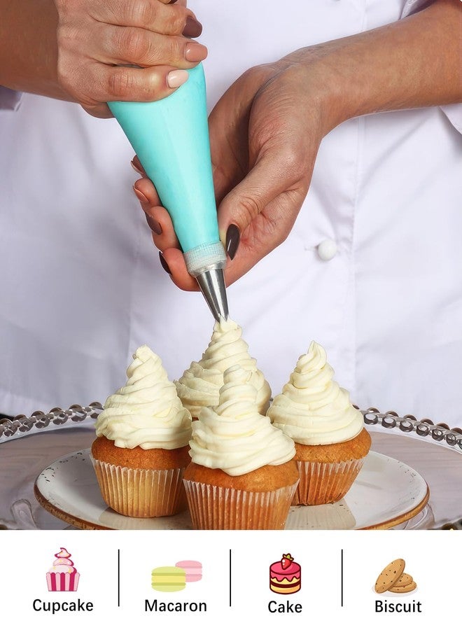 AMOHEE 176PCS Piping Bags and Tips Set, Includes 150pcs 12 Inch Anti Burst Piping Bags, 1 Reusable Pastry Bags, 12 Piping Tips, 8 Icing Bags Ties, 3 Cake Scrapers and 2 Couplers - Image 5