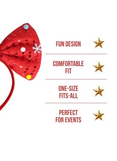 ZAFAA HOME Santa Bow Headband with Sequins – 22.5x20cm Festive Holiday Costume Accessory for Christmas Parties, Family Gatherings, and Seasonal Photos  - Image 4