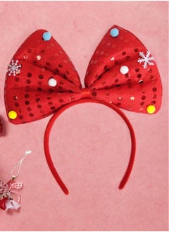 ZAFAA HOME Santa Bow Headband with Sequins – 22.5x20cm Festive Holiday Costume Accessory for Christmas Parties, Family Gatherings, and Seasonal Photos  - Image 2