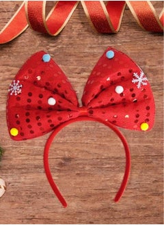 ZAFAA HOME Santa Bow Headband with Sequins – 22.5x20cm Festive Holiday Costume Accessory for Christmas Parties, Family Gatherings, and Seasonal Photos  - Image 3