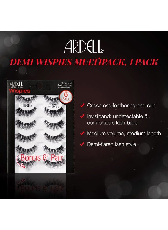 ARDELL رموش ديمي ويزبي - سوداء، الرموش الأصلية الريشية، رموش ديمي قابلة لإعادة الاستخدام بشريط إنفزيباند، 6 أزواج، 1 عبوة - Image 3