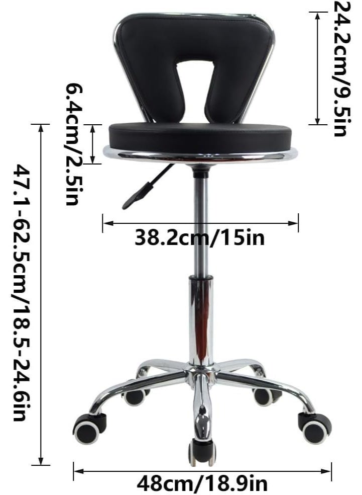 Swivel office and salon chair with adjustable height and casters, faux leather - Image 2