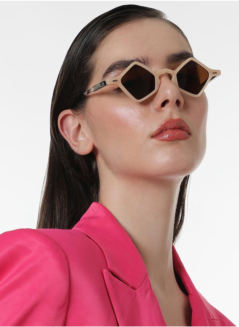 Haute Sauce - The Clique Geometric Sunglasses - Saltbox Beige - Image 1
