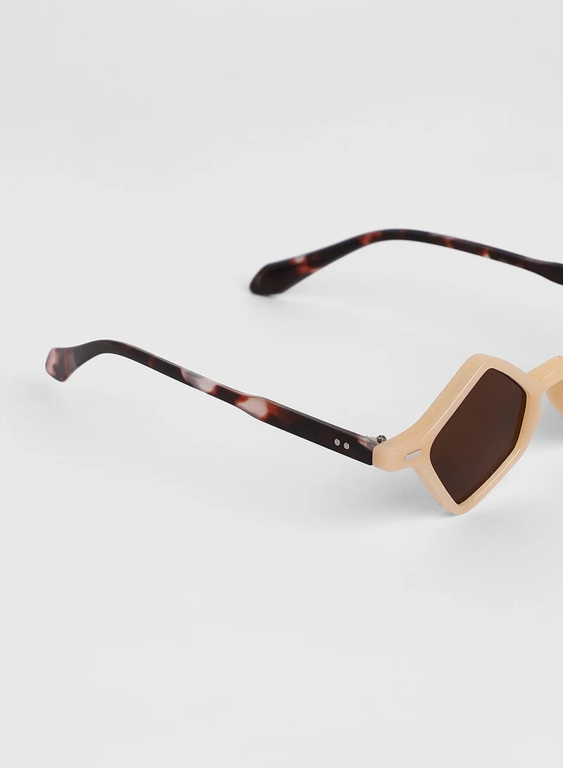 Haute Sauce The Clique Geometric Sunglasses - Saltbox Beige