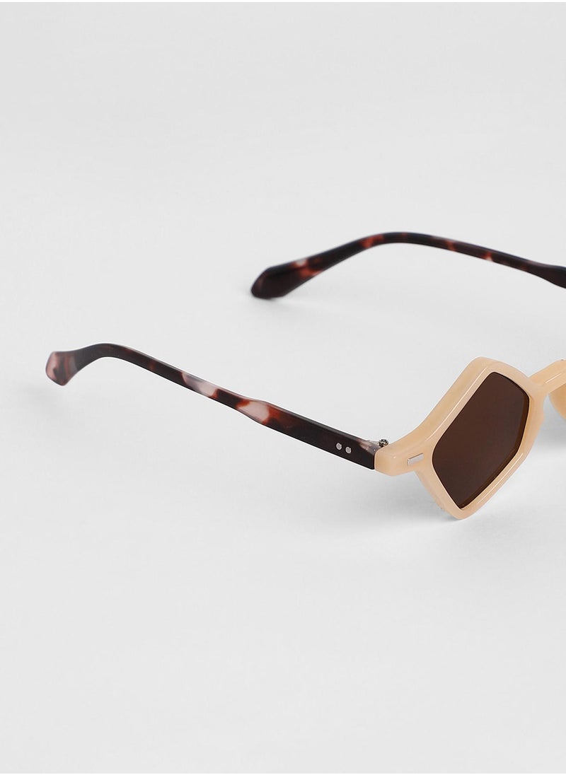 Haute Sauce - The Clique Geometric Sunglasses - Saltbox Beige - Image 1