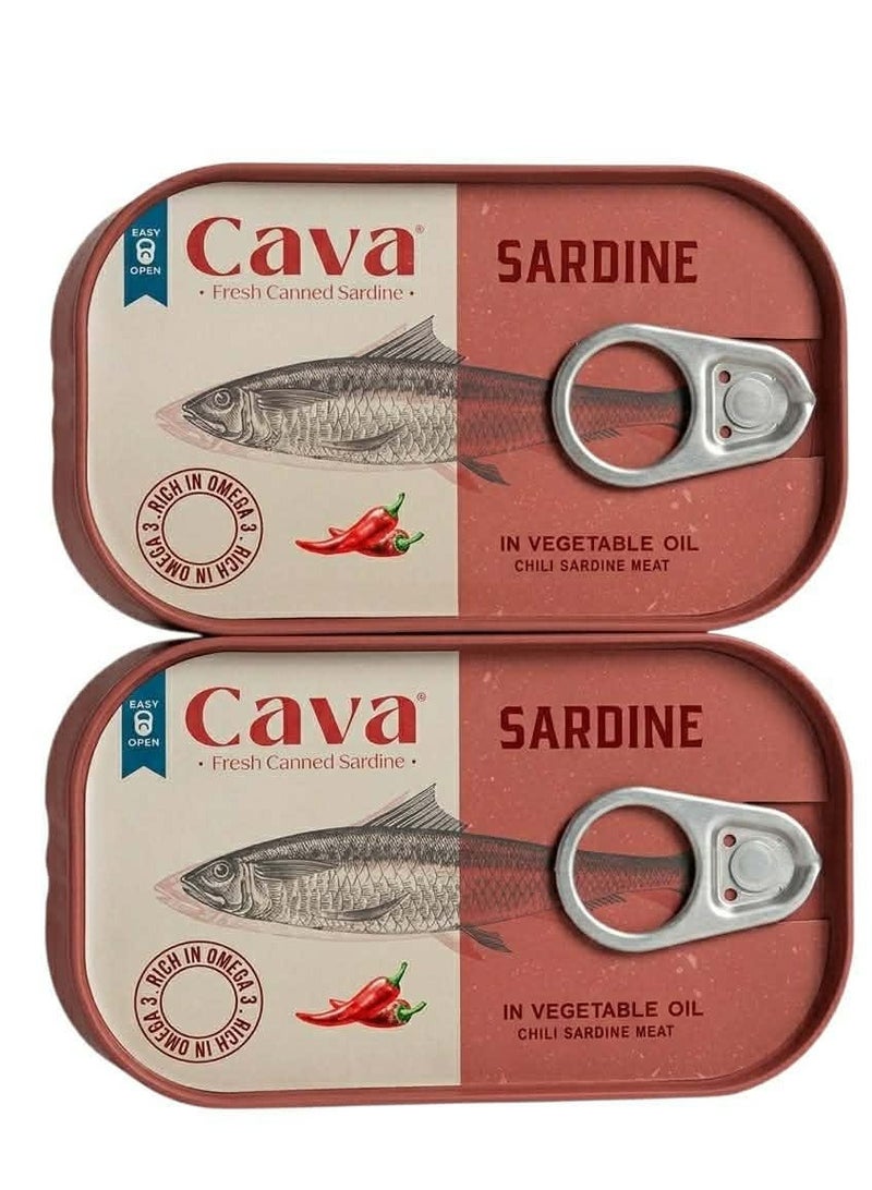 Cava Moroccan Spicy Sardines - Pack of 2 (125g per Can) - Image 1
