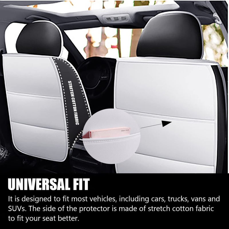 SanQing Car Seat Covers Full Set, Super Luxurious Heavy Duty Waterproof Leather Automotive Vehicle Cover for Cars SUV Pick-up Truck, Universal Non-Slip black white Seat Car Accessories (Full Set/White) - Image 3