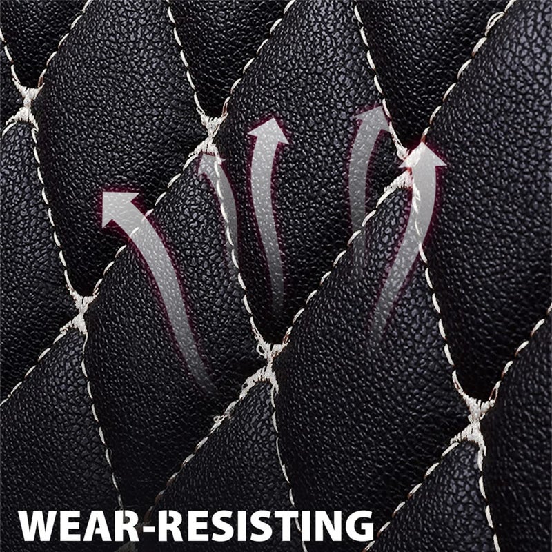 SanQing Car Seat Covers Full Set, Super Luxurious Heavy Duty Waterproof Leather Automotive Vehicle Cover for Cars SUV Pick-up Truck, Universal Non-Slip black white Seat Car Accessories (Full Set/White) - Image 4