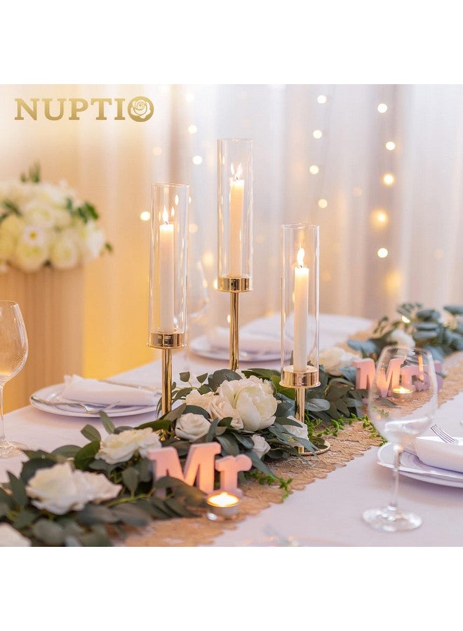 NUPTIO Nuptio Glass Hurricane Candle Holder for Taper Candles 6 Pcs Candlestick Holders Long Stem Candle Holders for Tabletop Centerpiece Home Wedding Decor Cylinder Candle Stand Windproof 14" 16" 18"  - Image 3