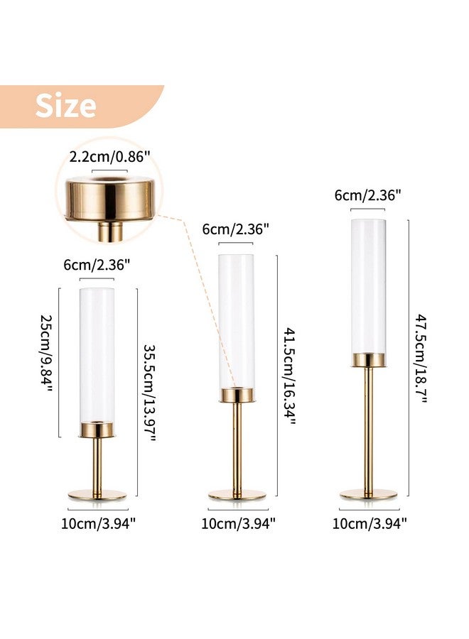NUPTIO Nuptio Glass Hurricane Candle Holder for Taper Candles 6 Pcs Candlestick Holders Long Stem Candle Holders for Tabletop Centerpiece Home Wedding Decor Cylinder Candle Stand Windproof 14" 16" 18"  - Image 4