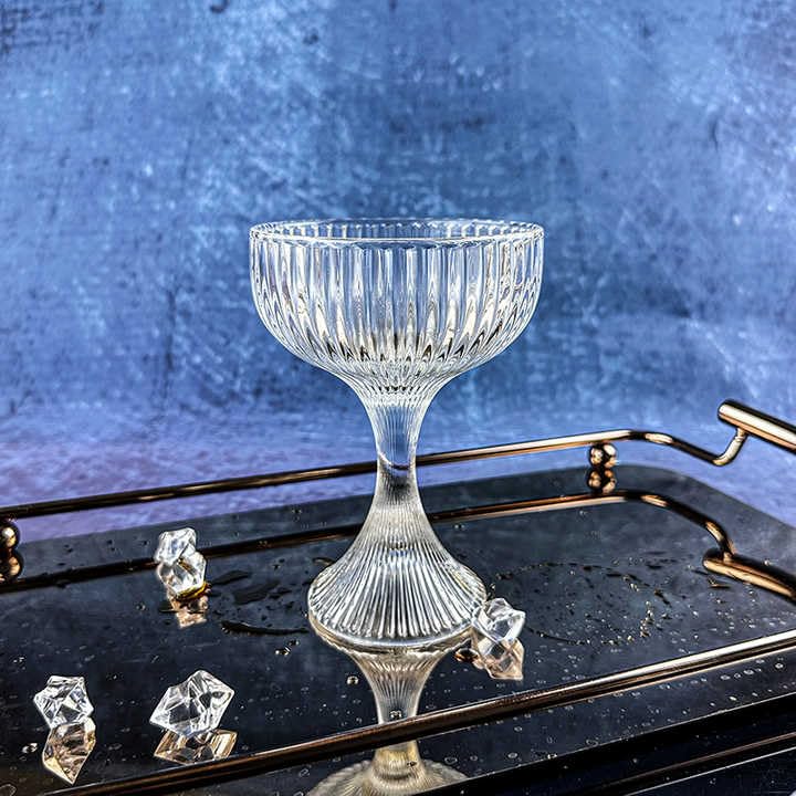 BLISS START Cocktail Coupe Glasses Set of 2 Clear Crystal Glass with Stem Perfect for Drinking Champagne Sweet Wine Martini and Cosmopolitan Dishwasher Safe - Image 1