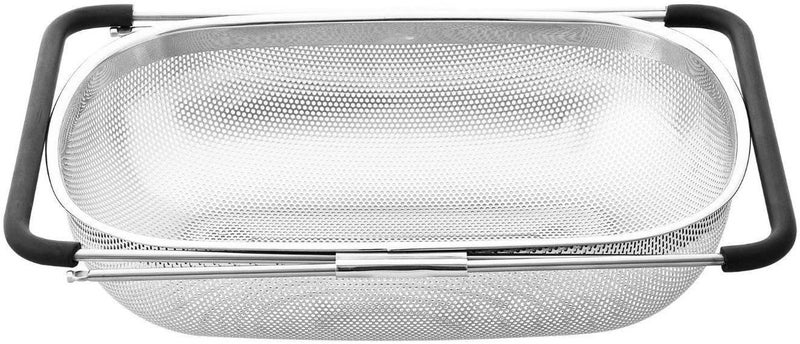 HomeFast Heavy Duty Over The Sink Stainless Steel Oval Colander with Fine Mesh Strainer Basket Expandable Rubber Grip Handles for Home Kitchen Strain Drain Rinse Fruits Vegetables - Image 4