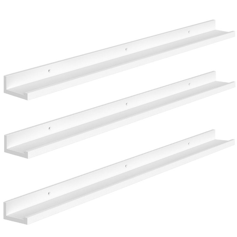 HOOBRO Floating Shelves Wall Shelf Set of 3 354 Inches Hanging Shelf with Raised Edge and Invisible Brackets for Bathroom Bedroom Kitchen Office Living Room Decor White WT90BJ01