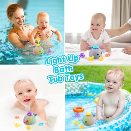Gigilli Baby Bath Toys with 4 Modes, Bath Toys for Kids Ages 1-3, 1 Year Old Boy Girl Gifts Christmas Stocking Stuffers for Babies 6-12-18 Months, Light Up Whale Bath Toy Toddler Birthday Bathtub Toy - Image 5