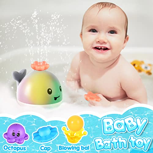 Gigilli Baby Bath Toys with 4 Modes, Bath Toys for Kids Ages 1-3, 1 Year Old Boy Girl Gifts Christmas Stocking Stuffers for Babies 6-12-18 Months, Light Up Whale Bath Toy Toddler Birthday Bathtub Toy - Image 2