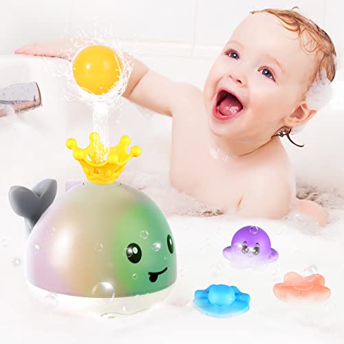 Gigilli Baby Bath Toys with 4 Modes, Bath Toys for Kids Ages 1-3, 1 Year Old Boy Girl Gifts Christmas Stocking Stuffers for Babies 6-12-18 Months, Light Up Whale Bath Toy Toddler Birthday Bathtub Toy - Image 4