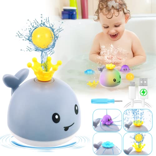 Gigilli Baby Bath Toys with 4 Modes, Bath Toys for Kids Ages 1-3, 1 Year Old Boy Girl Gifts Christmas Stocking Stuffers for Babies 6-12-18 Months, Light Up Whale Bath Toy Toddler Birthday Bathtub Toy - Image 1