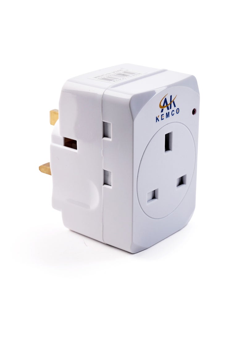 AK KEMCO 3 Way Multi Adapter Plug  for Home and Office AK-928L  - Image 1