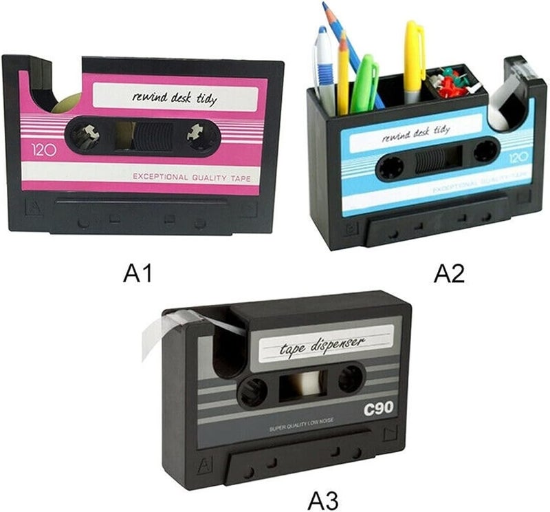 TIANDFY Tape Dispenser Pen Pencil Holder Cassette Tape Box Office Desktop Organizer Pen Container Storage with tape dispenser(Hortel�) - Image 3