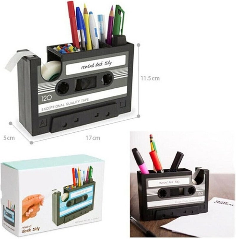 TIANDFY Tape Dispenser Pen Pencil Holder Cassette Tape Box Office Desktop Organizer Pen Container Storage with tape dispenser(Hortel�) - Image 2