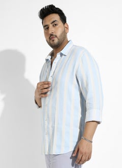 Instafab Plus Men's Light Blue Shadow Striped Shirt  - Image 3