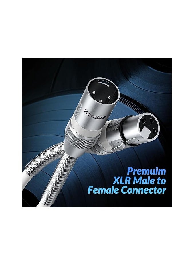 Kxable XLR to XLR Cable 1 Feet, Premium XLR Microphone Cable, Heavy Duty 22AWG OFC XLR Male to Female Cord, 3-Pin Shielded Mic Speaker Cable, Zinc Alloy Connectors, Metal Spring SR, White - Image 3