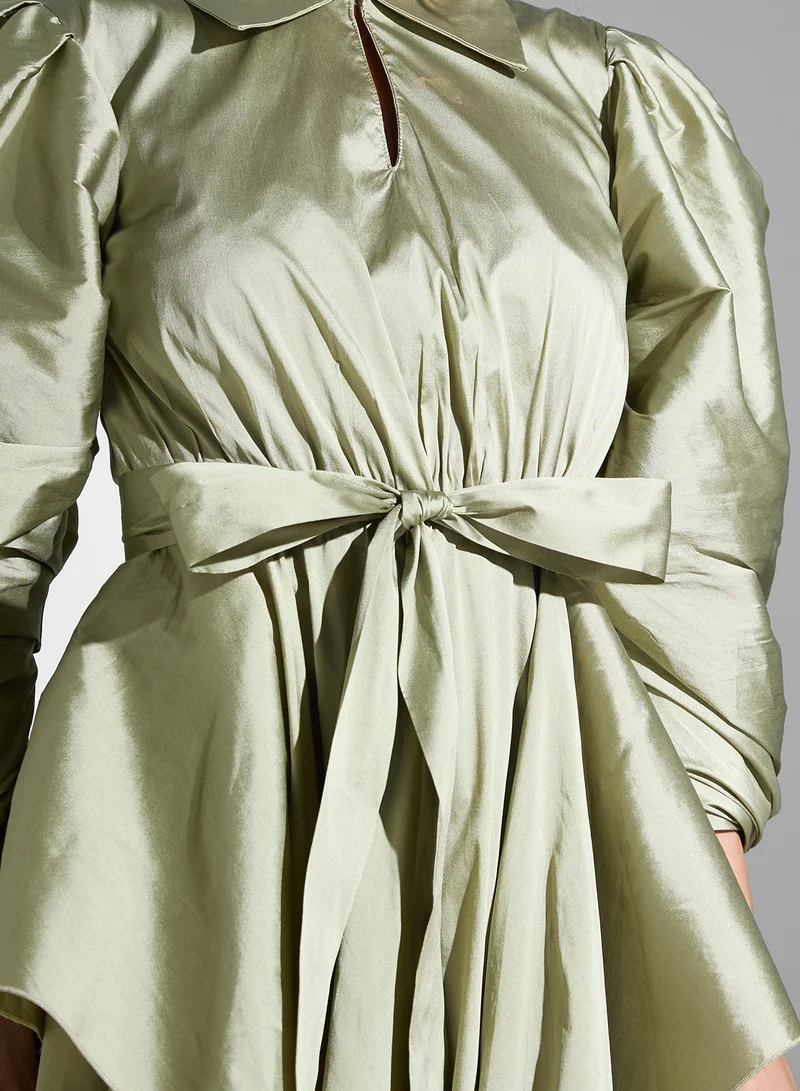 Iyra Ruffled Satin Maxi Dress