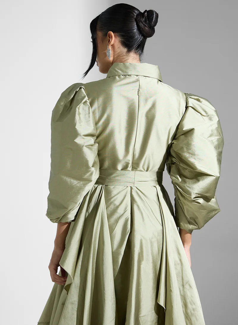 Iyra Ruffled Satin Maxi Dress