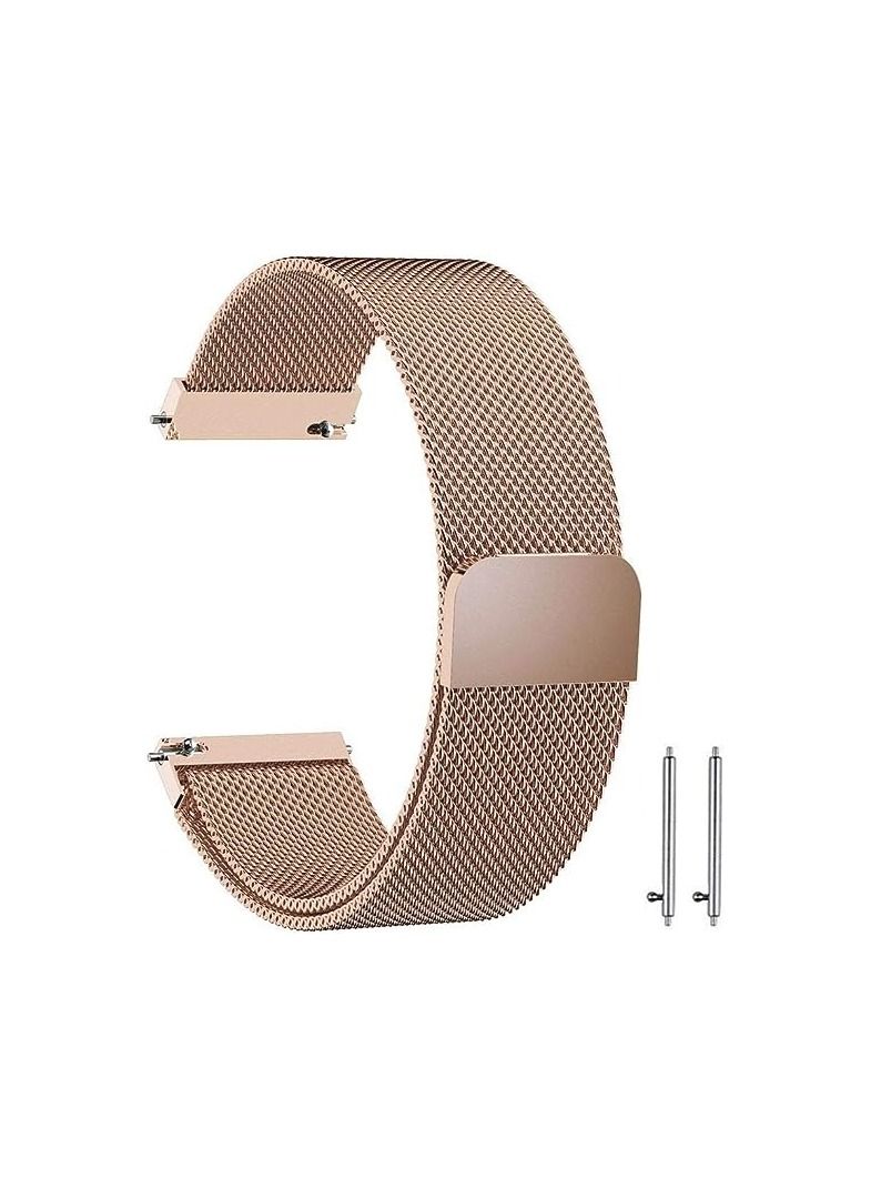 Compatible with Samsung Galaxy Watch Active/Active 2 40mm / 44mm Strap, 20mm Stainless Steel Mesh Metal Watch Band for Gear Sport / S2 Classic/Garmin Vivo Active 3 / Watch 3 41mm (20mm, Rose Gold)
