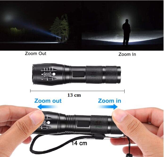 RENMAX LED Pocket Rechargeable 3000mAh 5Modes with Zoom Torch Flash Light Metal 1Pc 300 Lumens - Image 2