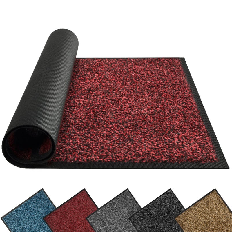 Mibao Front Door Mat Dirt Trapper Welcome Mat for Outdoor Indoor NonSlip Waterproof Doormat Durable Machine Washable Low Profile Entry Rug for Back Door Outside Patio Porch 32 x 20 Red
