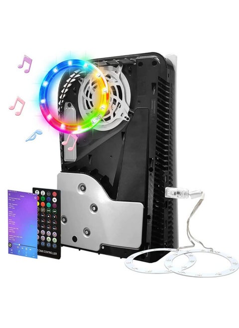 DIY PS5 LED Light Strip Sticker Music Sync RGB Flexible Decoration with Remote Control 8 Colors 400 Lighting Effects Easy Install for Gaming Console Cooler Edge