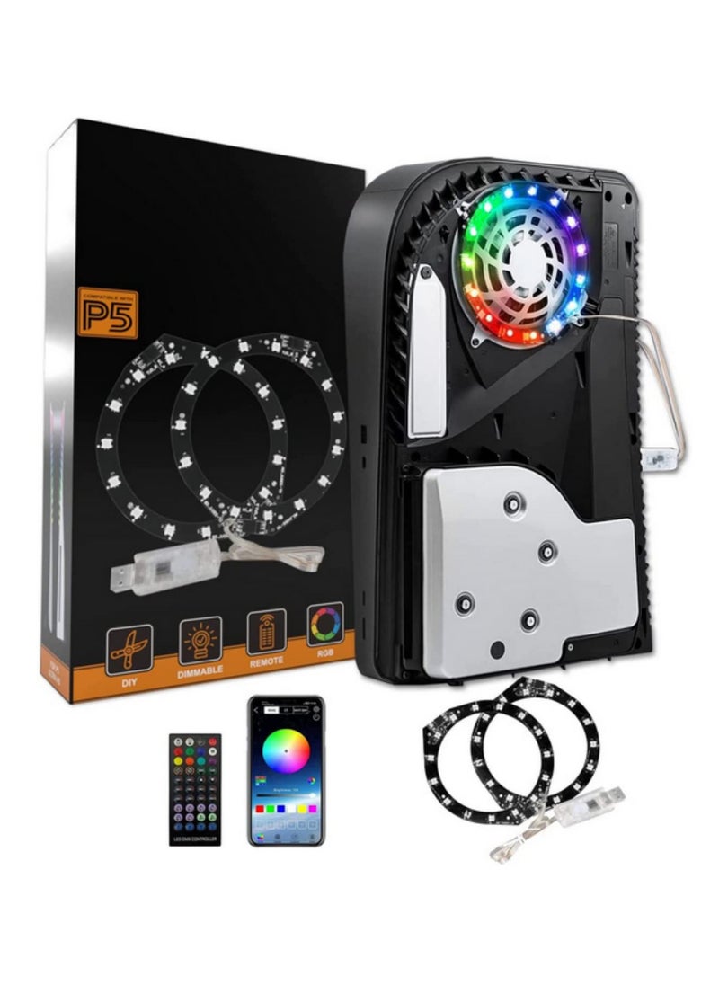 DIY PS5 LED Light Strip Sticker Music Sync RGB Flexible Decoration with Remote Control 8 Colors 400 Lighting Effects Easy Install for Gaming Console Cooler Edge