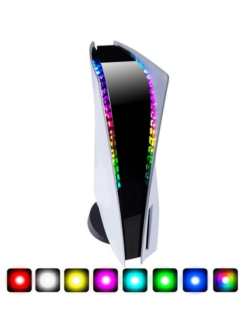 DIY PS5 LED Light Strip Sticker Music Sync RGB Flexible Decoration with Remote Control 8 Colors 400 Lighting Effects Easy Install for Gaming Console Cooler Edge