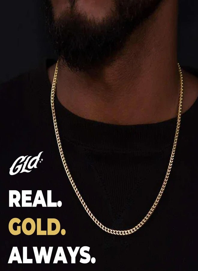 GLD Franco Chain Necklace for Men and Women - 18K - 3MM and 6MM, 20 Inch, Gold Plated, No Gemstone - Image 2