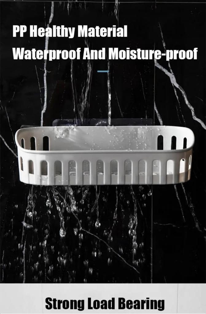 iSTAR Plastic Oval Wall Mounted Shelf with Adhesive Sticker Hook | Multipurpose Shower Rack or Toiletries Storage Organizer for Shampoo, Soap, Hand Wash, Home & Office Bathroom (Multicolour-Set of 2) - Image 4